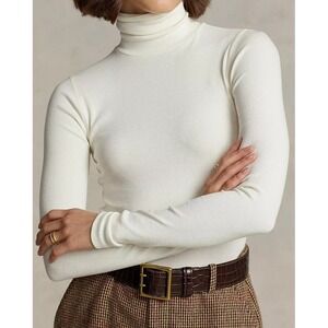 Polo Ralph Lauren Turtleneck Sweater Rib knit Clubhouse Cream - Size Medium